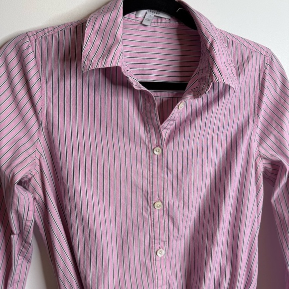 Derek Lam 10 Crosby Striped Poplin Tie-Front Long-Sleeve Shirtdress Pink - 4 - Picture 3 of 11